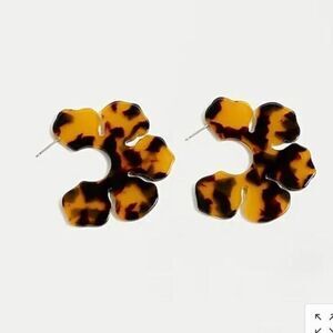 J.CREW Floral Brown Acetate Hoop Earrings